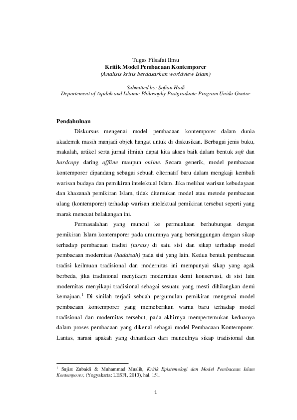 Filsafat Islam Kontemporer Research Papers Academia Edu