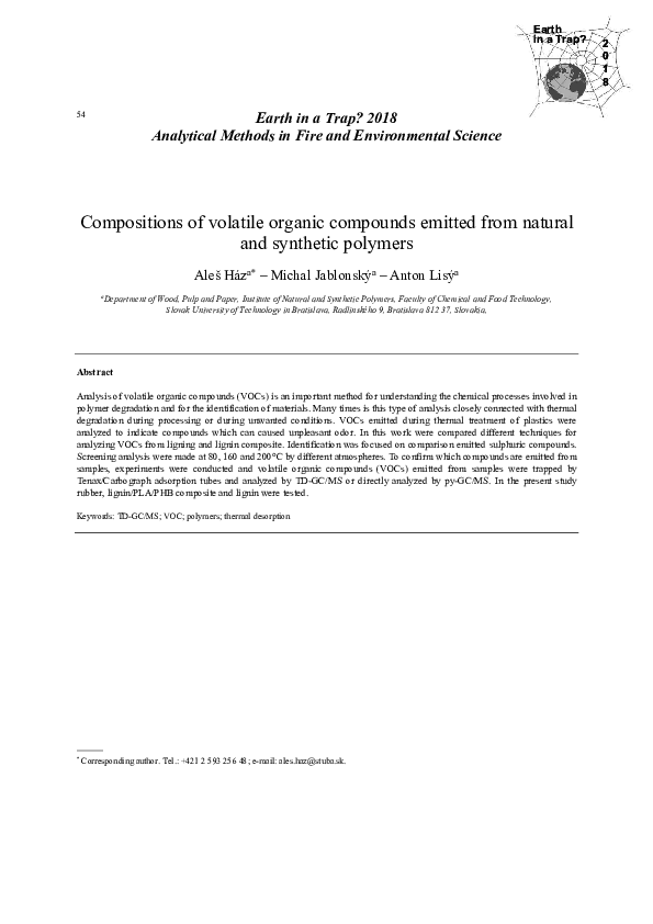 (PDF) Compositions of volatile organic compounds emitted from natural ...