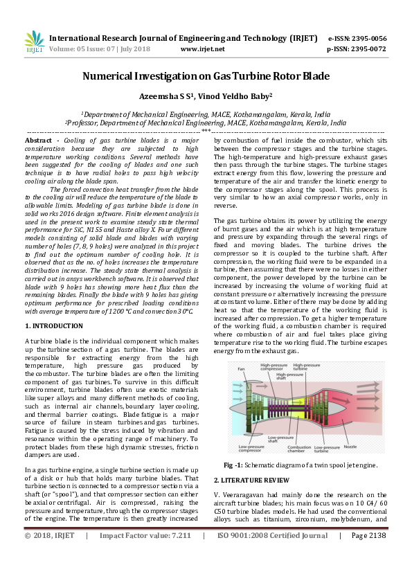 (PDF) IRJET- Numerical Investigation on Gas Turbine Rotor Blade