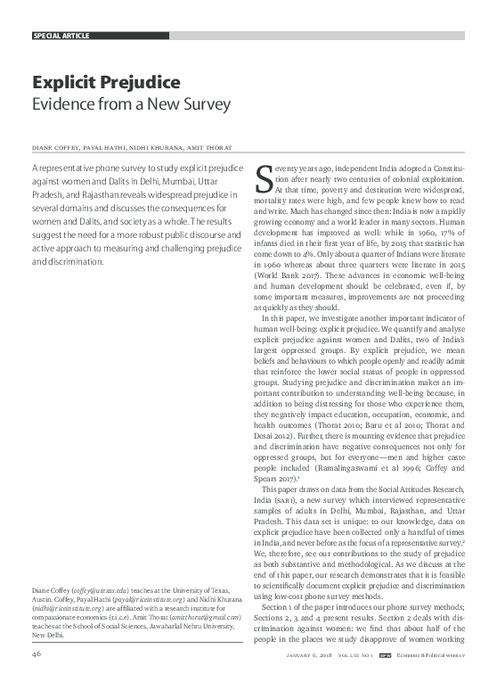(PDF) Explicit Prejudice Evidence from a New Survey