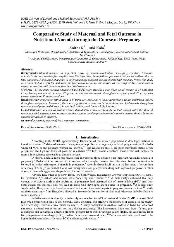 (PDF) Comparative Study of Maternal and Fetal Outcome in Nutritional ...
