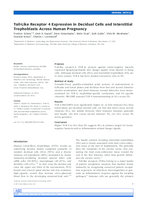 (PDF) Toll-Like Receptor 4 Expression in Decidual Cells and ...