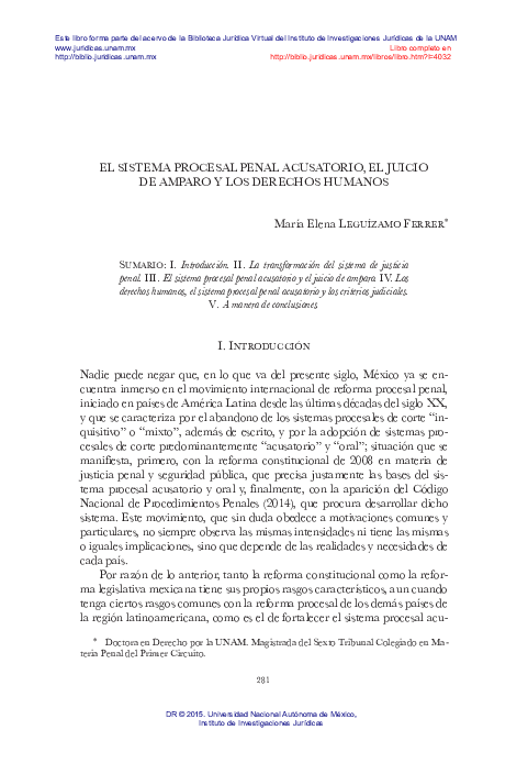 (PDF) EL SISTEMA PROCESAL PENAL ACUSATORIO, EL JUICIO DE AMPARO y LOS ...