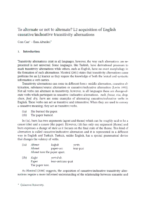 (PDF) To alternate or not to alternate? L2 acquisition of English ...
