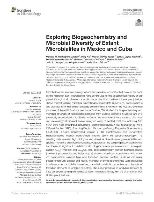 (PDF) Characterization of bacterial diversity associated with microbial mats, gypsum evaporites