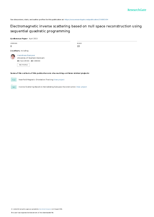 (PDF) Electromagnetic inverse scattering based on null space ...
