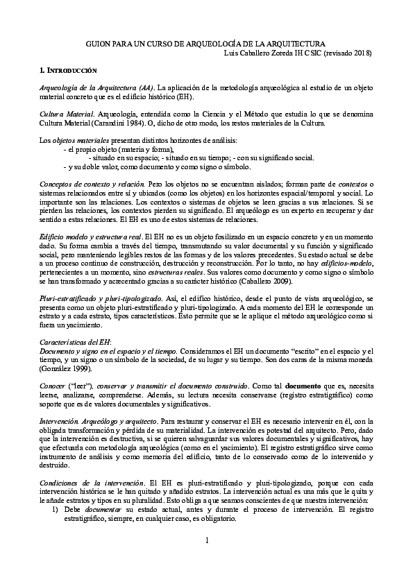 Doc Guion Para Un Curso De Arqueologia De La Arquitectura Revisado 18 Luis Caballero Zoreda Academia Edu Doc Guion Para Un Curso De Arqueologia De La Arquitectura Revisado 18 Luis Caballero Zoreda Academia Edu
