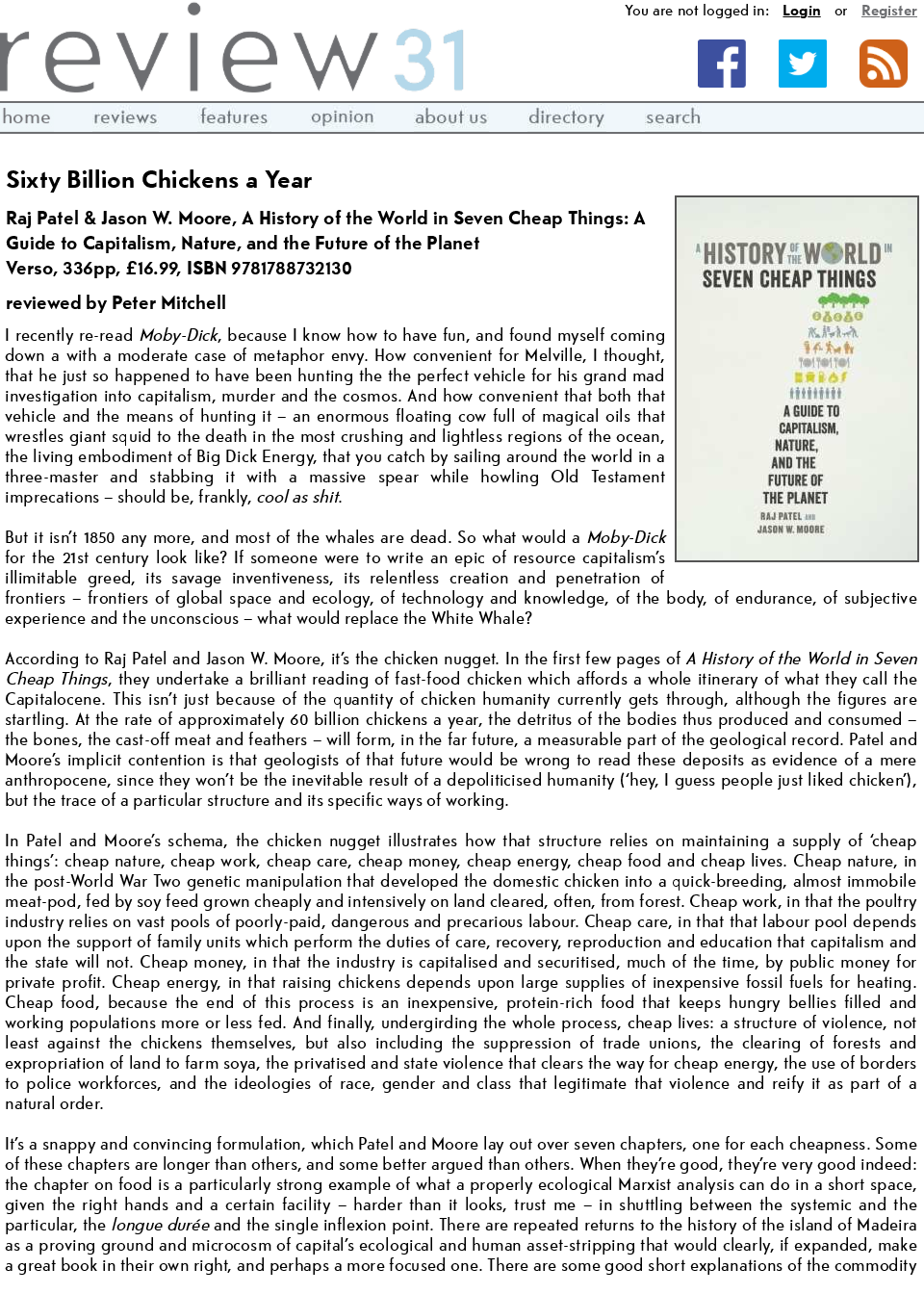 (PDF) Sixty Billion Chickens a Year review of Raj Patel and Jason W