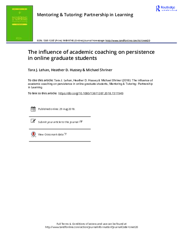 (PDF) Mentoring & Tutoring: Partnership in Learning The influence of ...