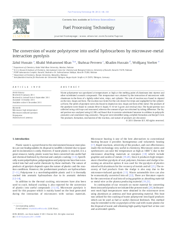 (PDF) The conversion of waste polystyrene into useful hydrocarbons by ...