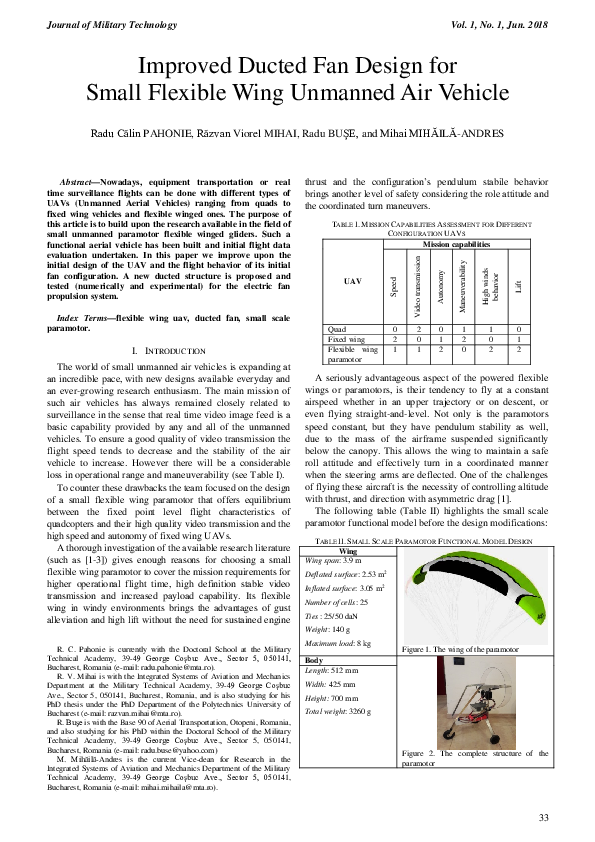 (PDF) Improved Ducted Fan Design for Small Flexible Wing Unmanned Air