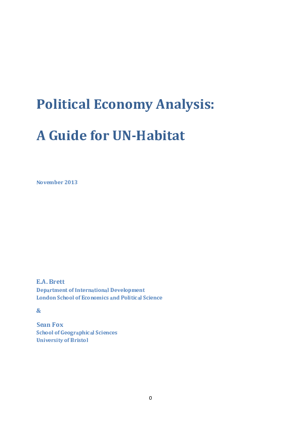 (PDF) Political Economy Analysis: A Guide for UN-Habitat