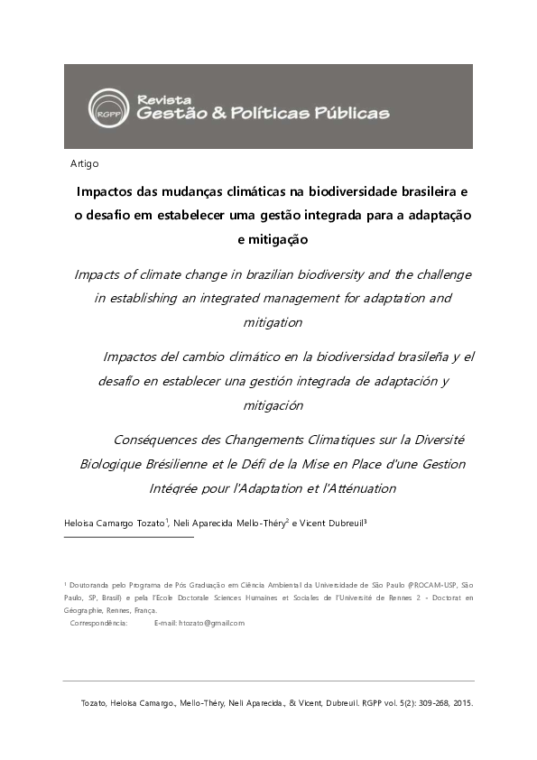 (PDF) Impacts of climate change in brazilian biodiversity and the ...