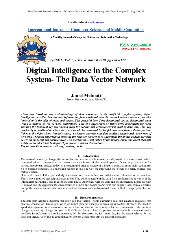 (PDF) Digital Intelligence in the Complex System- The Data Vector Network
