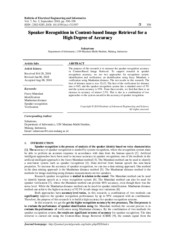 (PDF) Speaker Recognition in Content-based Image Retrieval for a High ...