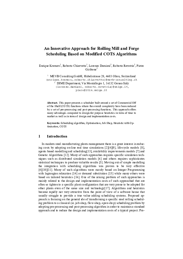 (PDF) An Innovative Approach for Rolling Mill and Scheduling