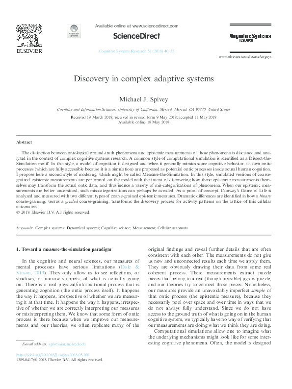 (PDF) Discovery in complex adaptive systems