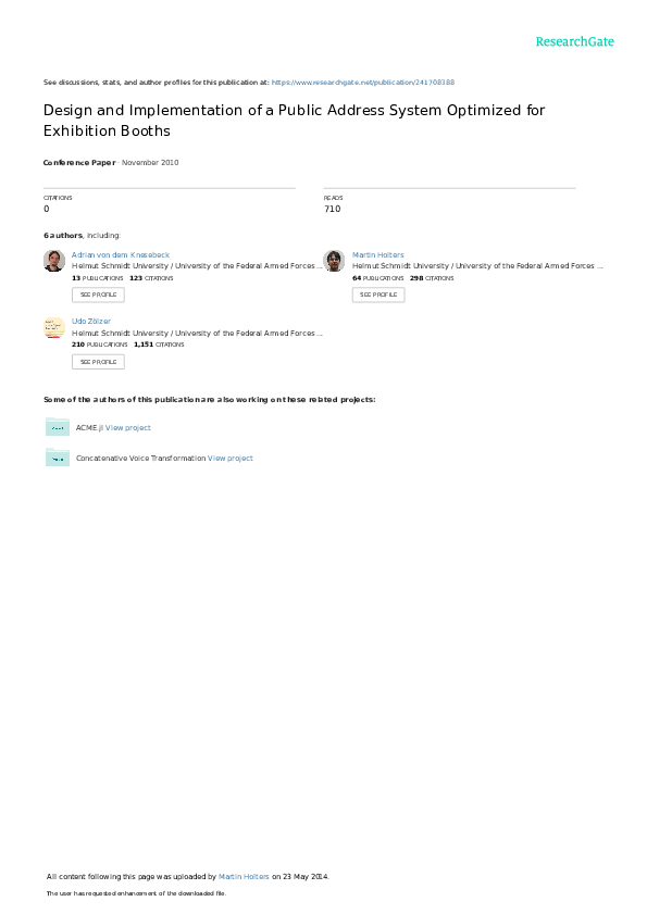 (PDF) Design and Implementation of a Public Address System Optimized