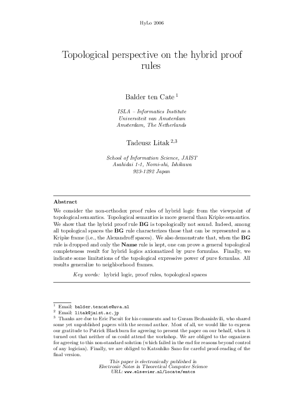 (PDF) Topological Perspective on the Hybrid Proof Rules