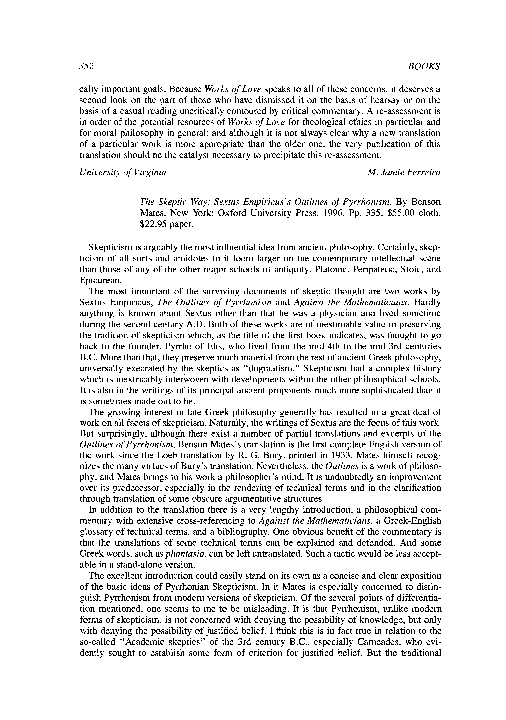  pdf gerson rev of the skeptic way sextus empiricuss outlines of