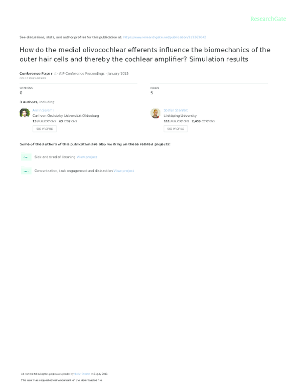 (PDF) The Effect of Aging on the Cochlear Amplifier A Simulation