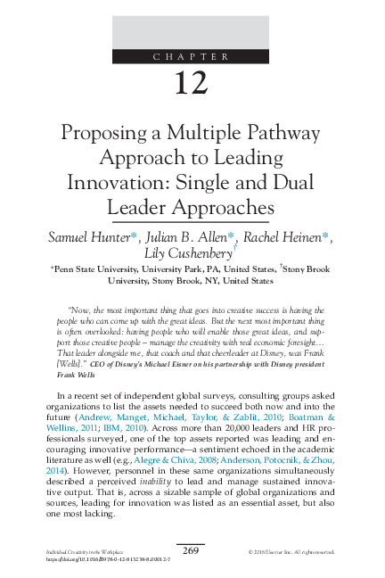 (PDF) Proposing a Multiple Pathway Approach to Leading Innovation ...