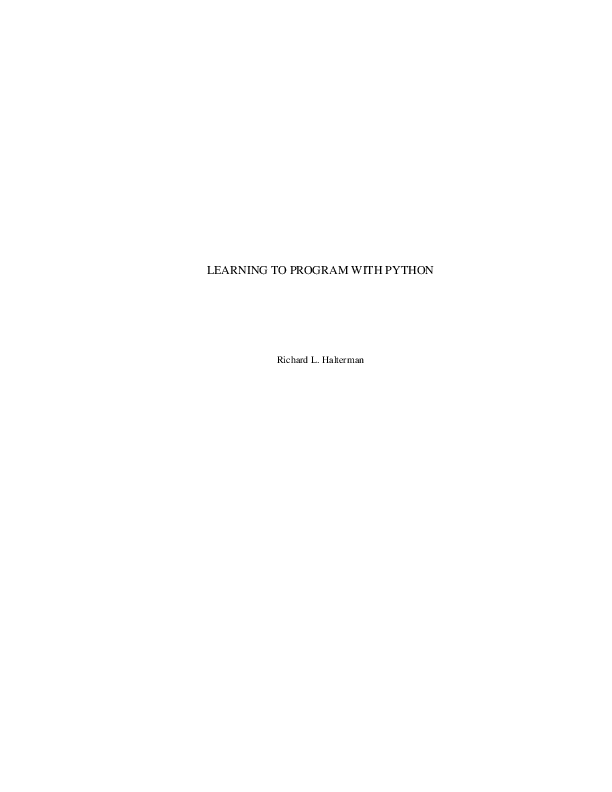 (PDF) LEARNING TO PROGRAM WITH PYTHON