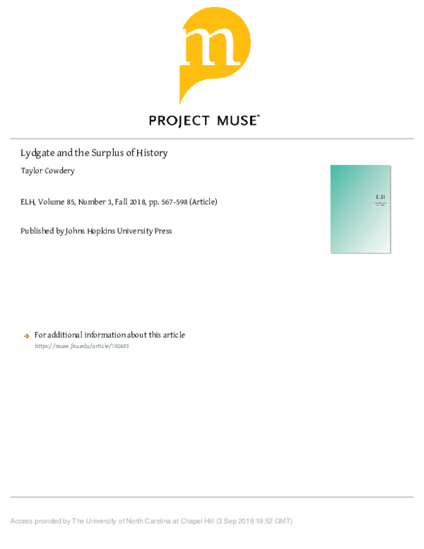 (PDF) Lydgate and the Surplus of History Taylor Cowdery Academia.edu