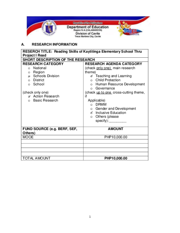  DOC Reading Skills Of Kaytitinga Elementary School Thru Project I