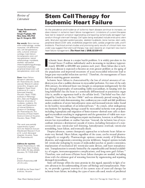 (PDF) Stem Cell Therapy for Ischemic Heart Failure