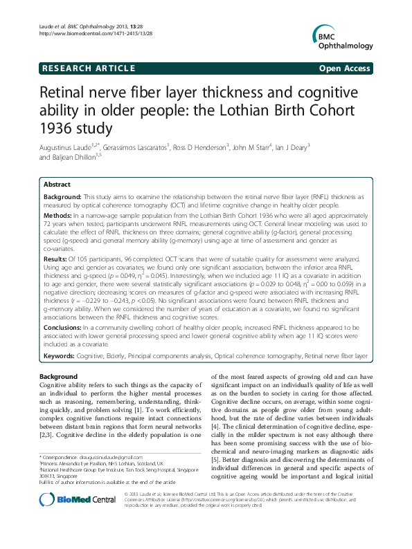 (PDF) Retinal nerve fiber layer thickness and cognitive ability in ...