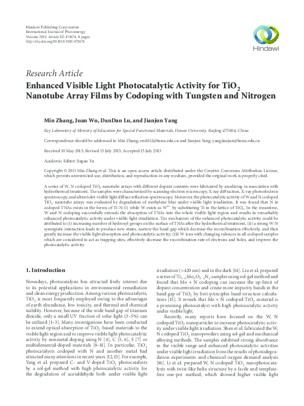 (PDF) Enhanced visible light photocatalytic activity of novel polymeric ...
