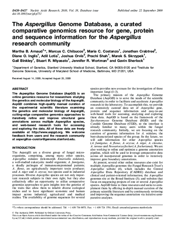 (PDF) . Arnaud 2010 Nucleic Acids Res 30(Database issue)