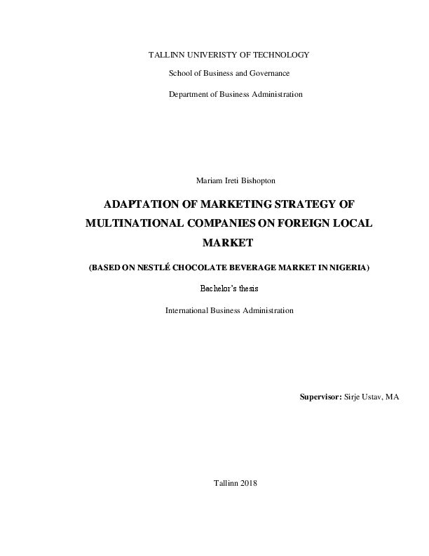 Adaptation dissertation strategic