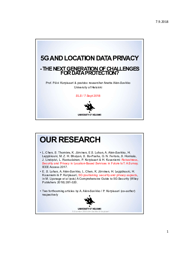 (PDF) 5G AND LOCATION DATA PRIVACY -THE NEXT GENERATION OF CHALLENGES ...