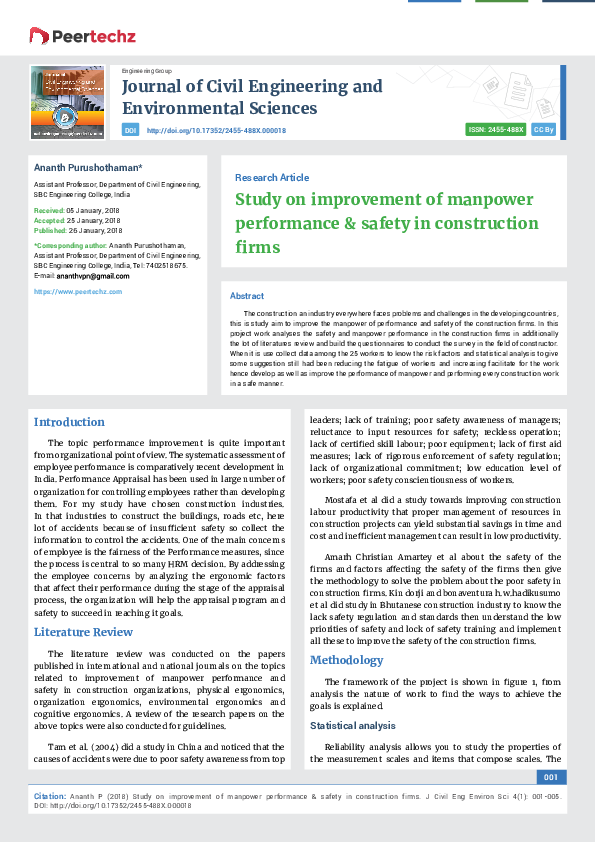 (PDF) Study on improvement of manpower performance & safety in ...