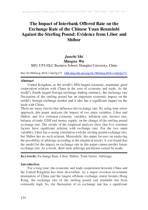 (PDF) The Impact of Interbank Offered Rate on the Exchange Rate of the ...