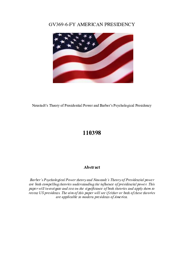 (PDF) Neustadt’s Theory of Presidential Power and Barber’s