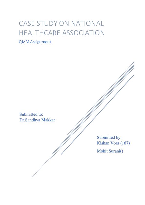(PDF) CASE STUDY ON NATIONAL HEALTHCARE ASSOCIATION kishan vora Academia.edu