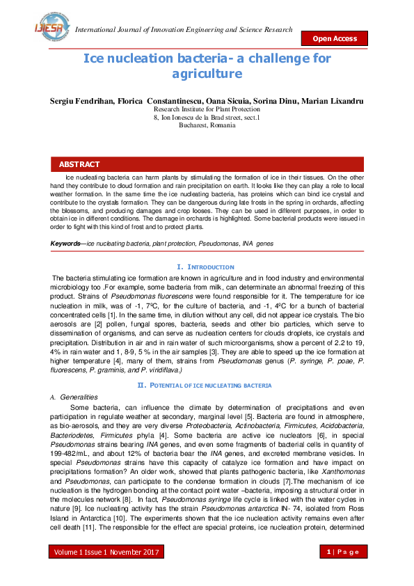 (PDF) Ice nucleation bacteriaa challenge for agriculture
