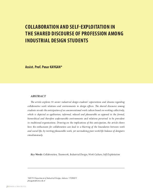 (PDF) Collaboration and Self-Exploitation in the Shared Discourse of ...