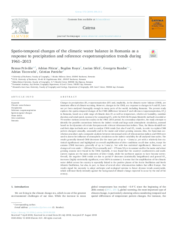 (PDF) Spatio-temporal changes of the climatic water balance in Romania ...