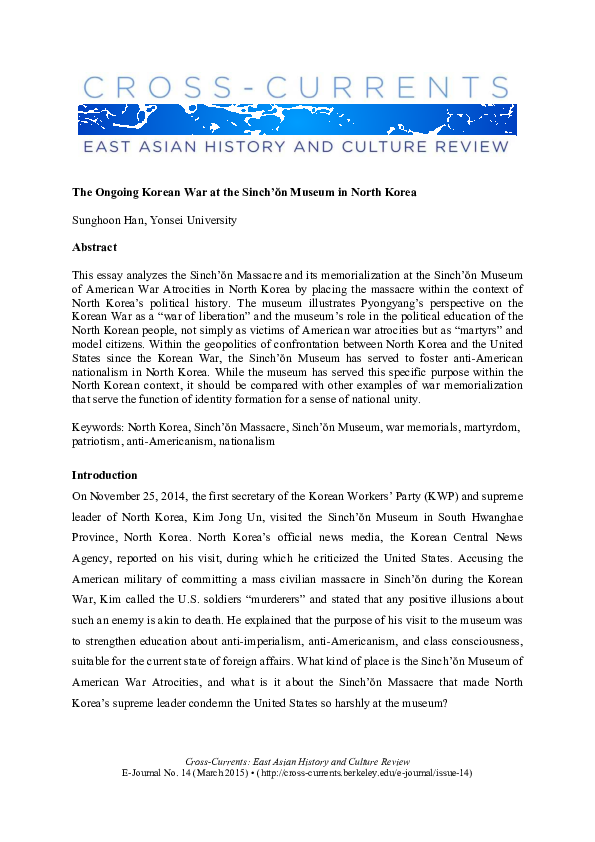 (PDF) The Ongoing Korean War at the Sinch'ŏn Museum in North Korea