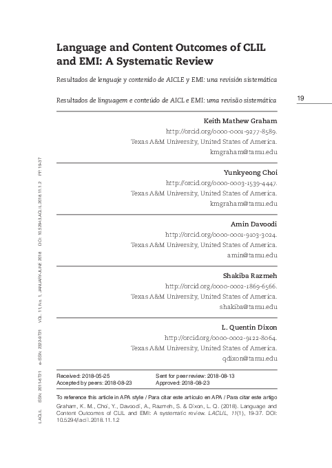 (PDF) Language and Content Outcomes of CLIL and EMI: A Systematic Review