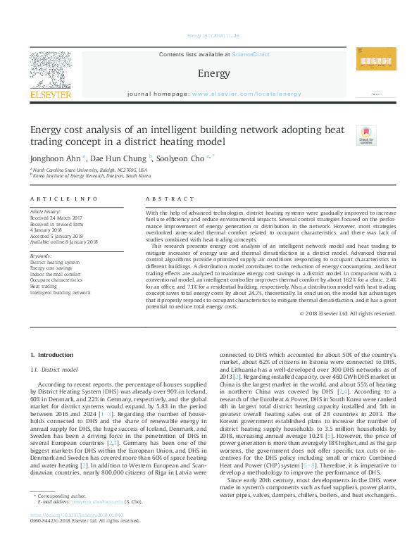 (PDF) Energy cost analysis of an intelligent building network adopting ...