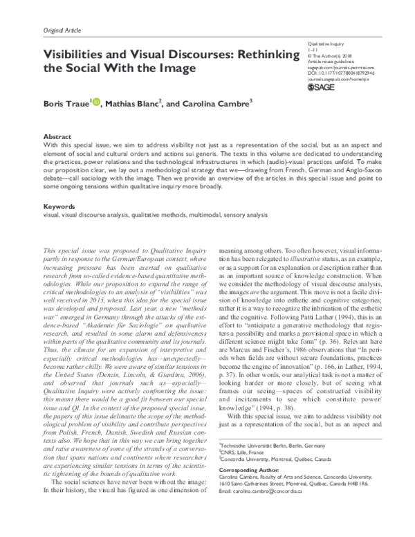 Pdf Introduction Special Issue On Visibilities And Visual - 