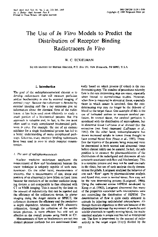 (PDF) The use of in vitro models to predict the distribution of ...