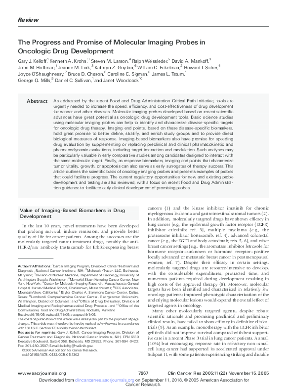 (PDF) The Progress and Promise of Molecular Imaging Probes in Oncologic ...