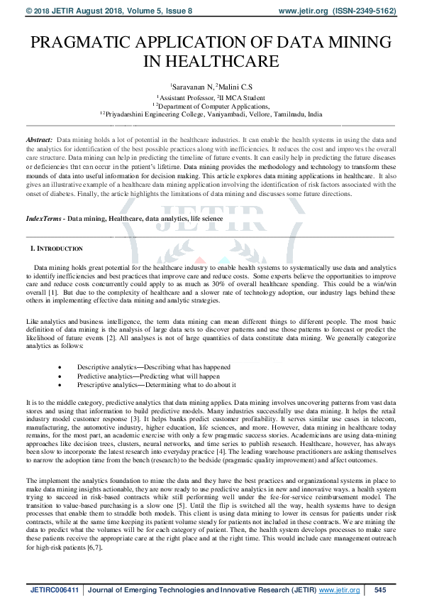 data mining in healthcare: current applications and issues