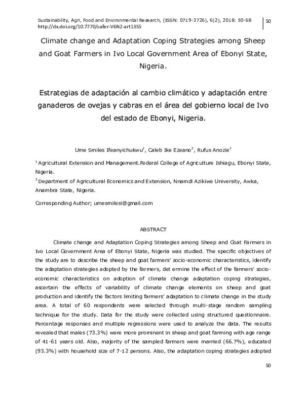  PDF Climate Change And Adaptation Coping Strategies Among Sheep And 
